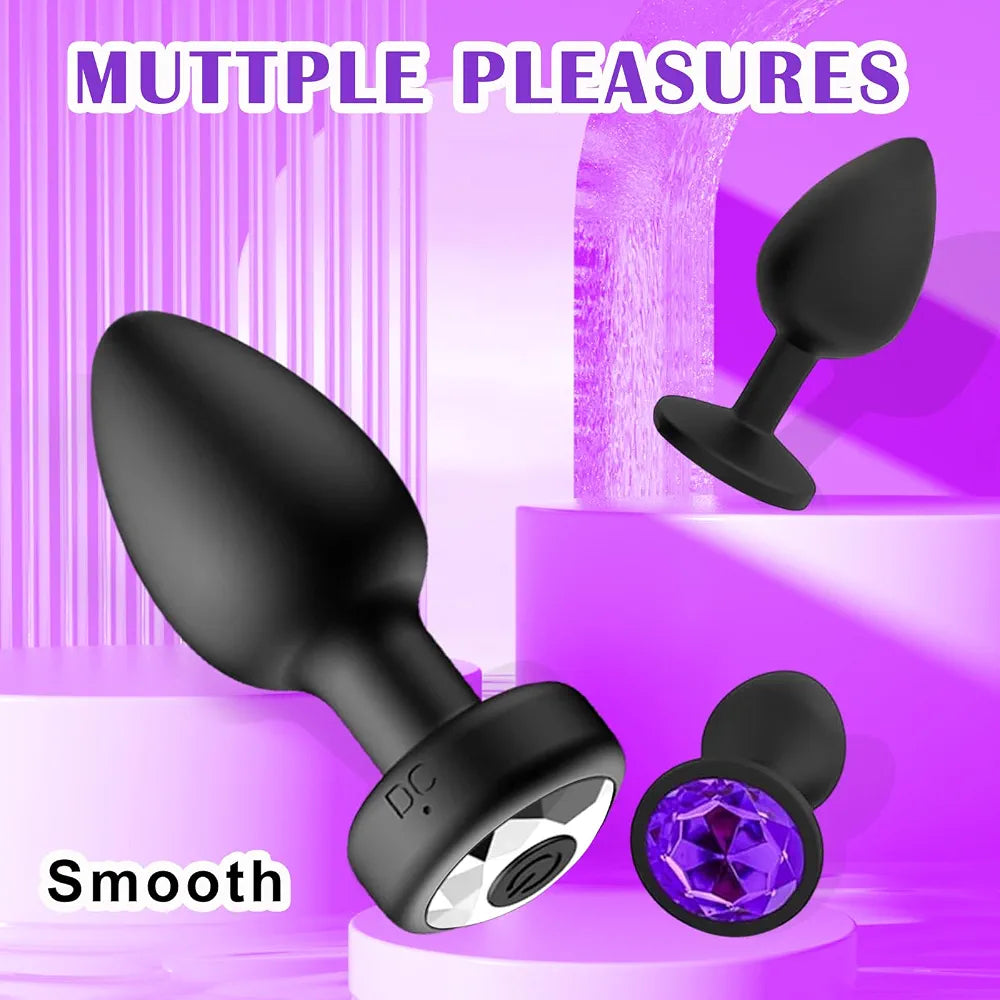 4-Piece Silicone Anal Training Kit with Remote-Controlled 10-Frequency Vibrating Butt Plugs