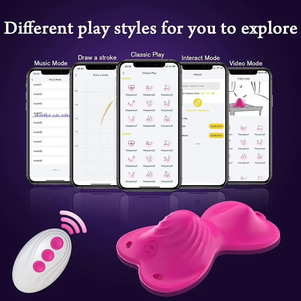 Butterfly App-Controlled Dual-Motor Wearable Clitoral Stimulator with 18 Vibration Modes - Pink