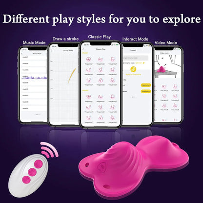 Butterfly Wearable App-Controlled Clitoral Vibrator with Dual Motors and 18 Vibration Modes - Rose Pink