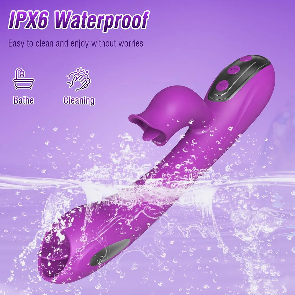 Premium 3-in-1 Dual-Stimulation Rabbit Vibrator with 10 Licking and Pulsing Modes
