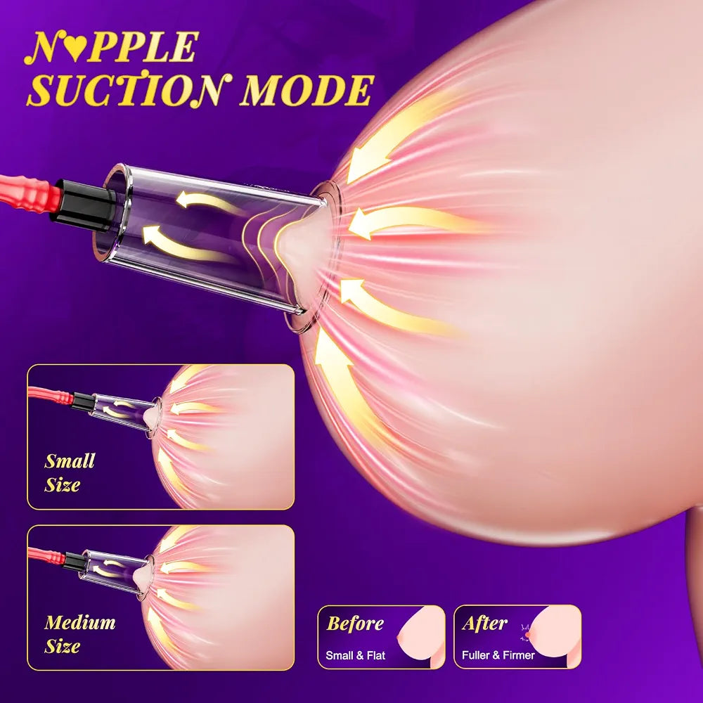 Electric Rose Clitoral and Nipple Suction Pump Kit - 3 Modes, 3 Levels, 7 Attachments