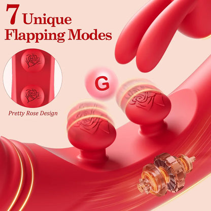 Dual-Stimulation Rabbit Vibrator with 7 Flapping and 16 Vibration Modes for Clitoral and G-Spot Pleasure