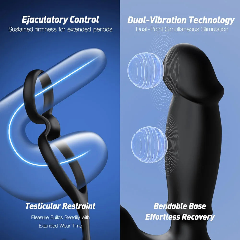Premium Dual-Motor Prostate Massager and Anal Vibrator with Detachable Cock Rings