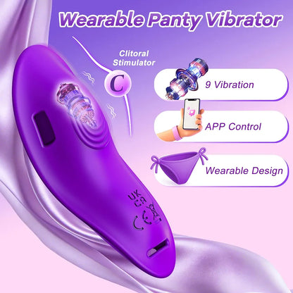 Premium App-Controlled Wearable Panty Vibrator with 9 Modes - Waterproof Rechargeable Clitoral Stimulator for Couples