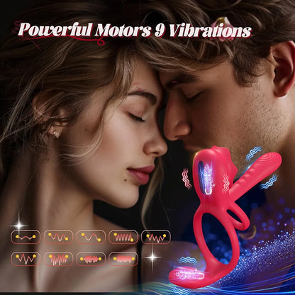 Healexcer App-Controlled Vibrating Penis Ring with Rose Clitoral Stimulator