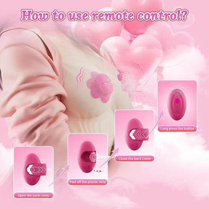KUSHOR Remote Controlled Vibrating Nipple Clamps with 10 Modes - Adjustable Wearable Nipple Vibrator for Women