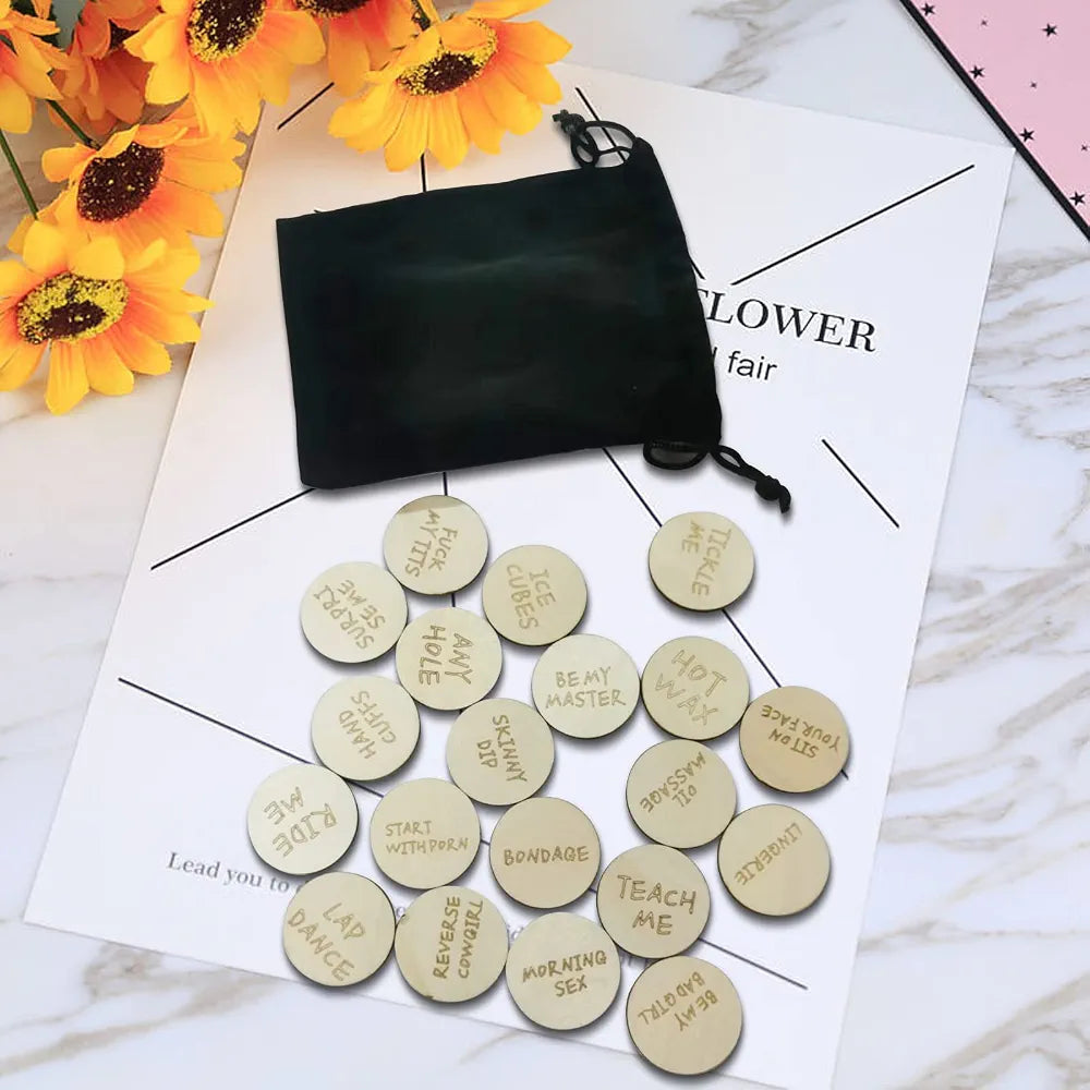 20-Piece Wooden Date Night Decision Tokens for Couples - Romantic & Playful Gift Set