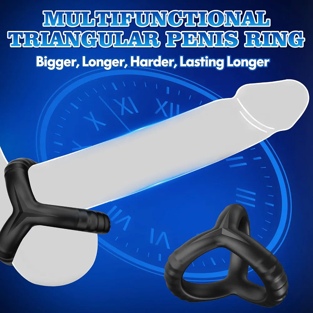 Penis Pump Extender Enlarger, Adult Male Sex Toys for Men Stronger Bigger Erections, Penis Stretcher, Pumps & Enlargers for Men with 1 Triangular Penis Ring and 2 Silicone Sleeve