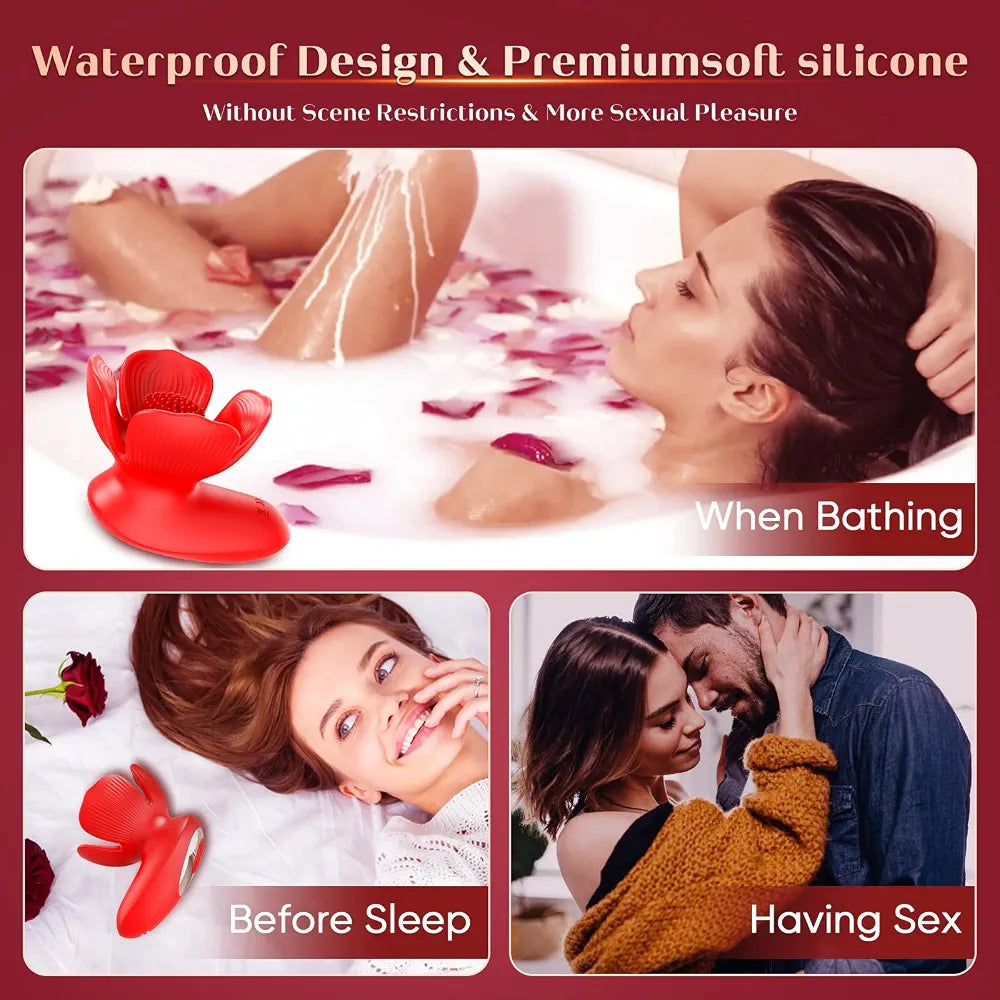 Rose-Shaped Nipple Vibrator with 10 Vibration and 10 Grabbing Modes