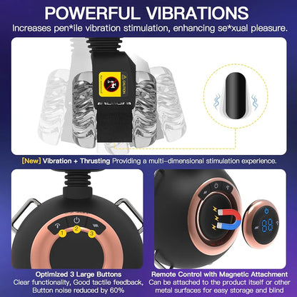 Upgraded Automatic Male Masturbator with Removable Belt and Adjustable Penis Pump - 9 Thrusting & Vibrating Modes, Remote Control, Hands-Free Sex Machine for Men