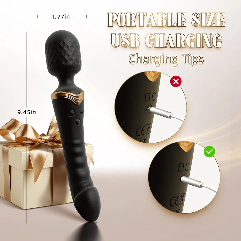 Premium Rechargeable Waterproof Wand Massager for G-Spot and Clitoral Stimulation