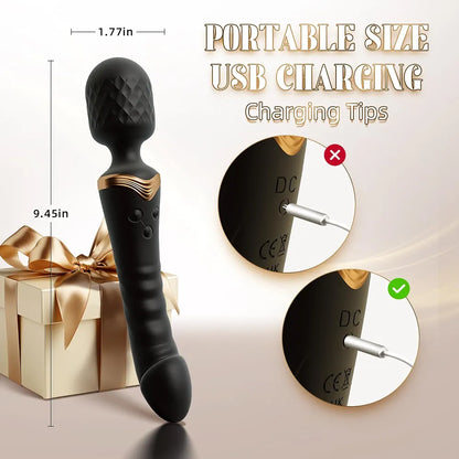 Premium Rechargeable Waterproof Wand Massager for G-Spot and Clitoral Stimulation