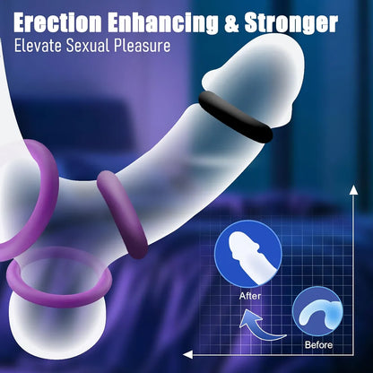 4-Piece Stretchy Silicone Cock Ring Set for Enhanced Erection and Stamina