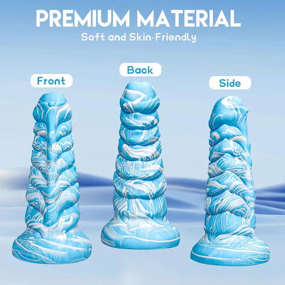10-Inch Extra Thick Fantasy Monster Dildo with Ridges, Beads, and Suction Cup Base