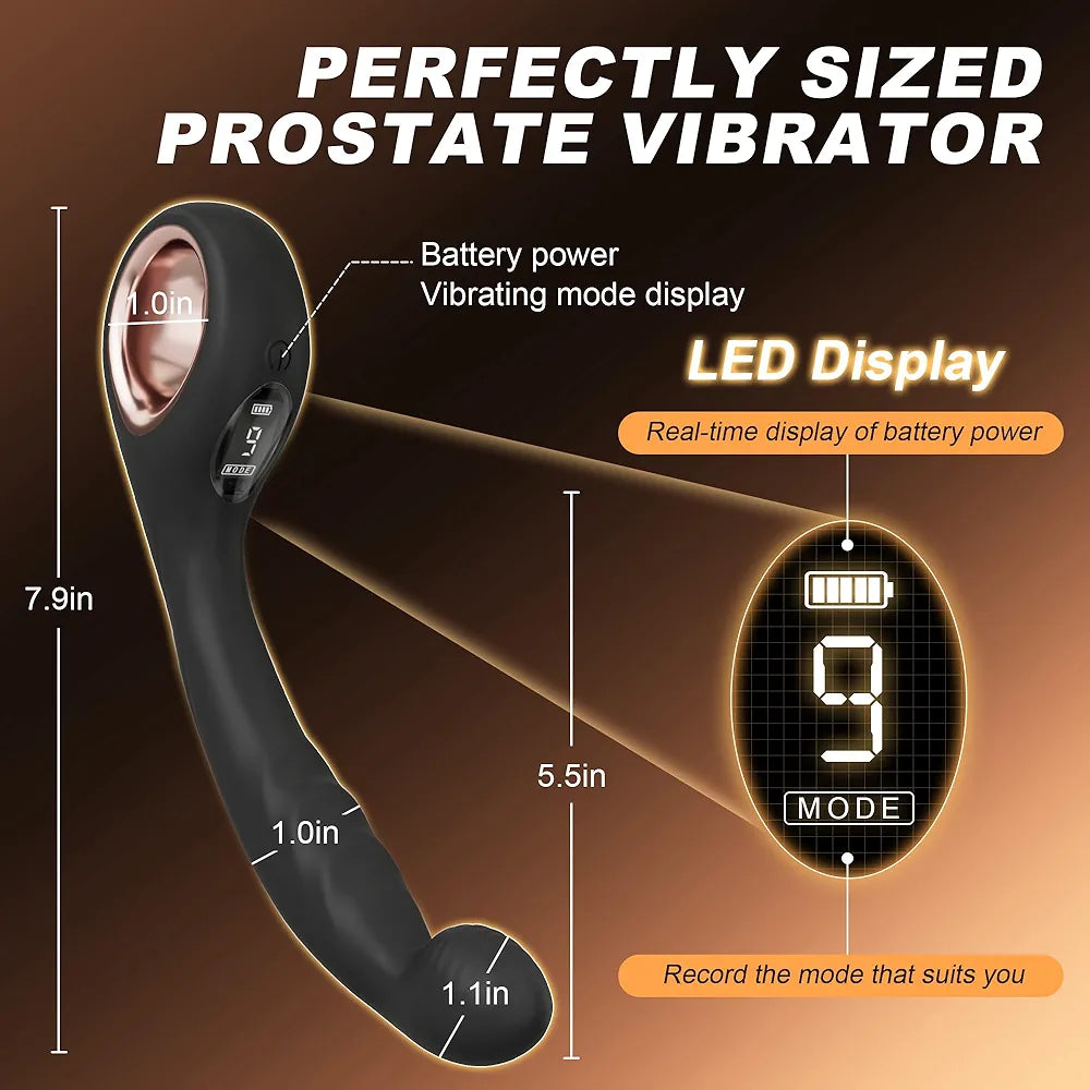 Ergonomic Prostate Massager with 9 Vibration Modes and Ring Handle