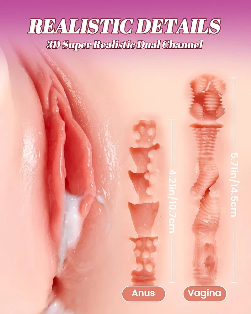 Realistic 5.8LB Silicone Male Masturbator Torso with Vibrating Vagina and Anal Features