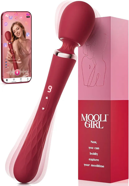 Dual-Ended App-Controlled Wand Vibrator and G-Spot Massager