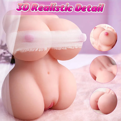 Silicone Realistic Pocket Masturbator with Textured Vagina and Chest