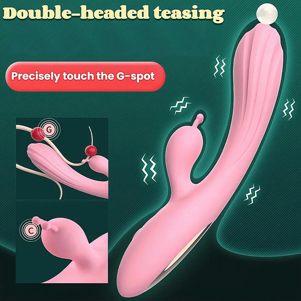 Dual-Stimulation Rabbit Vibrator for G-Spot and Clitoral Pleasure, Waterproof Silicone Adult Toy