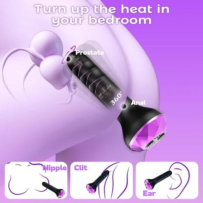 Dual-Motor Rotating & Vibrating Prostate Massager with 10 Modes