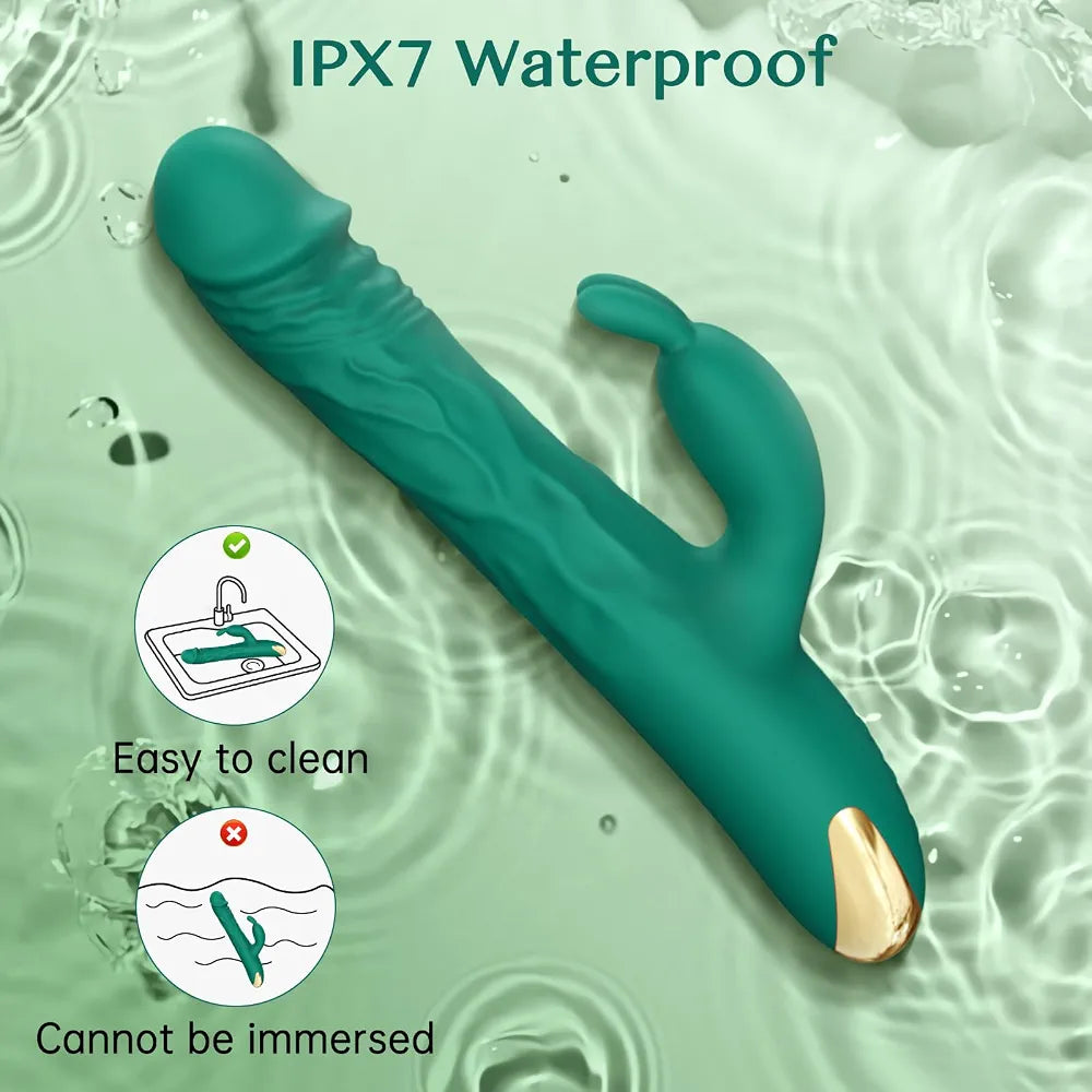 Dual-Action Rabbit Vibrator with 5 Thrusting and 10 Vibration Settings for Targeted G-Spot Stimulation