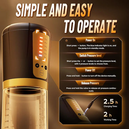 Male Penis Pump Sex Toys, Automatic Enlargers & Extend Pump for Men with 5 Training Modes, Adult Toys for Men Electric Penis Entender Erection Pumps, Sex Toys - Pumps & Enlargers 