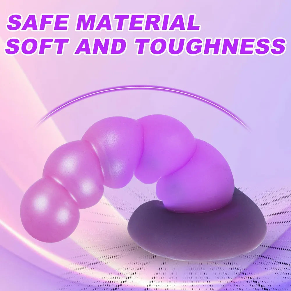 Silicone Realistic Anal Beads with Suction Cup - Flexible Prostate and G-Spot Stimulator