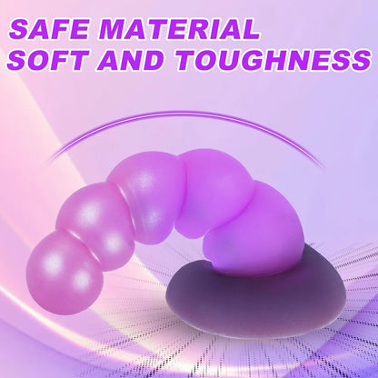 Silicone Realistic Anal Beads with Suction Cup - Flexible Prostate and G-Spot Stimulator