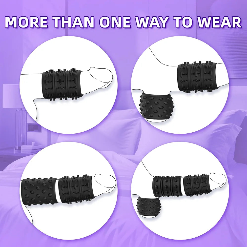 6-Piece Textured Silicone Penis Sleeve and Cock Ring Set for Enhanced Performance and Stamina