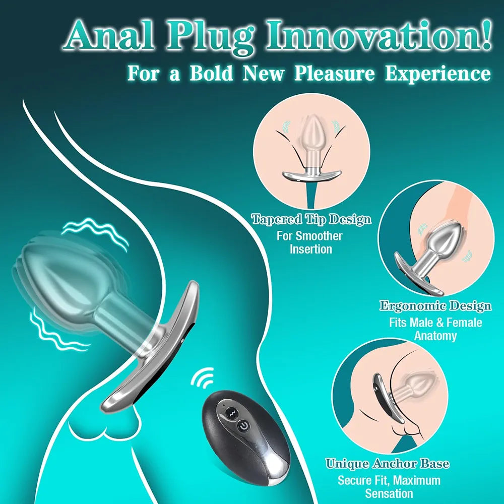 Premium 4-Piece Metal Anal Plug Set with Remote-Controlled Vibration and Prostate Stimulation