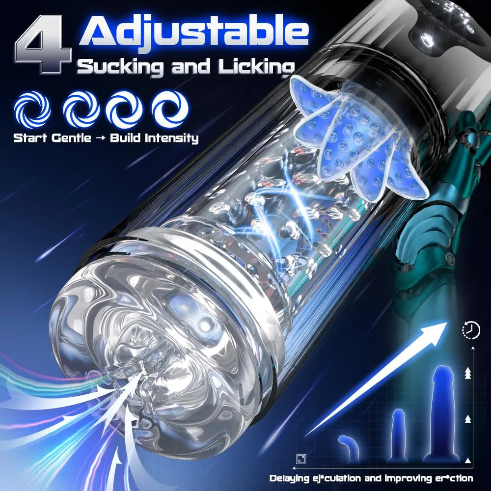 Automatic Rotating & Suction Male Masturbator Cup with LED Display and Textured Sleeve