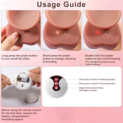 Realistic Heated Thrusting & Vibrating G-Spot Dildo with Remote and Suction Cup Base