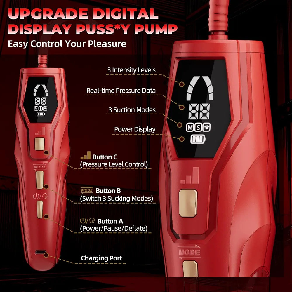 Automatic Clitoral and Nipple Suction Pump with 5 Cups, 3 Modes, and 3 Pressure Levels