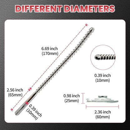 304 Stainless Steel Urethral Sound with Suction Cup - Male Stimulation Toy