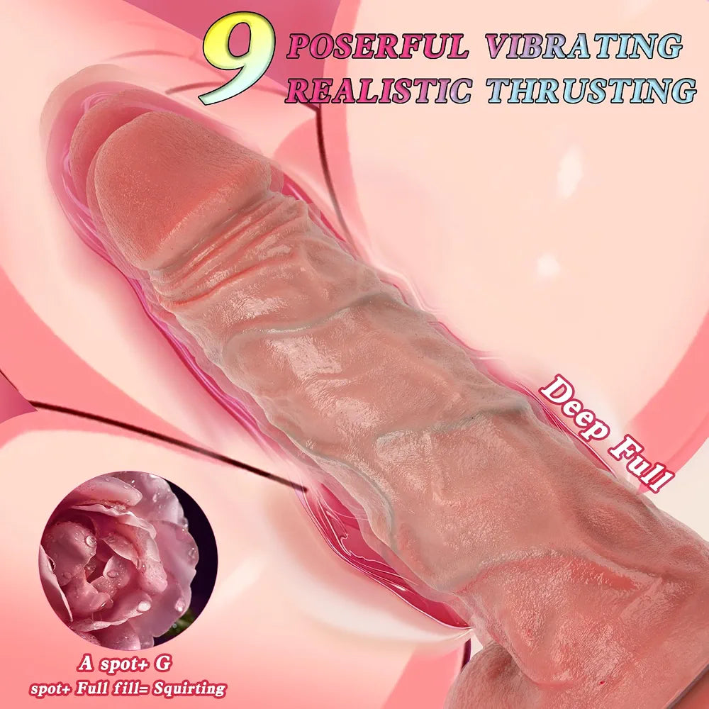 11-Inch Realistic Thrusting Dildo Vibrator with Heating, 3 Thrusting & 10 Vibration Modes, Suction Cup Base for G-Spot and Anal Stimulation