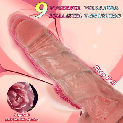 11-Inch Realistic Thrusting Dildo Vibrator with Heating, 3 Thrusting & 10 Vibration Modes, Suction Cup Base for G-Spot and Anal Stimulation