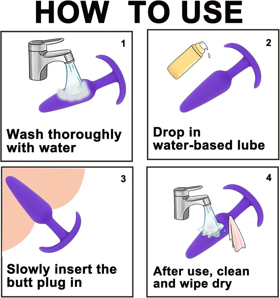 3-Piece Silicone Anal Training Kit with Flared Base for Beginners and Advanced Users