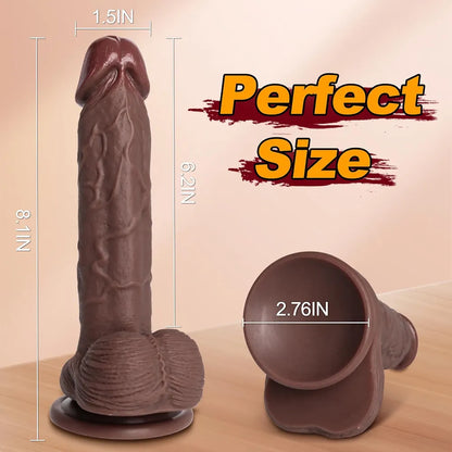 7.7-Inch Realistic Silicone Beginner Dildo with Powerful Suction Cup for Hands-Free G-Spot and Anal Stimulation