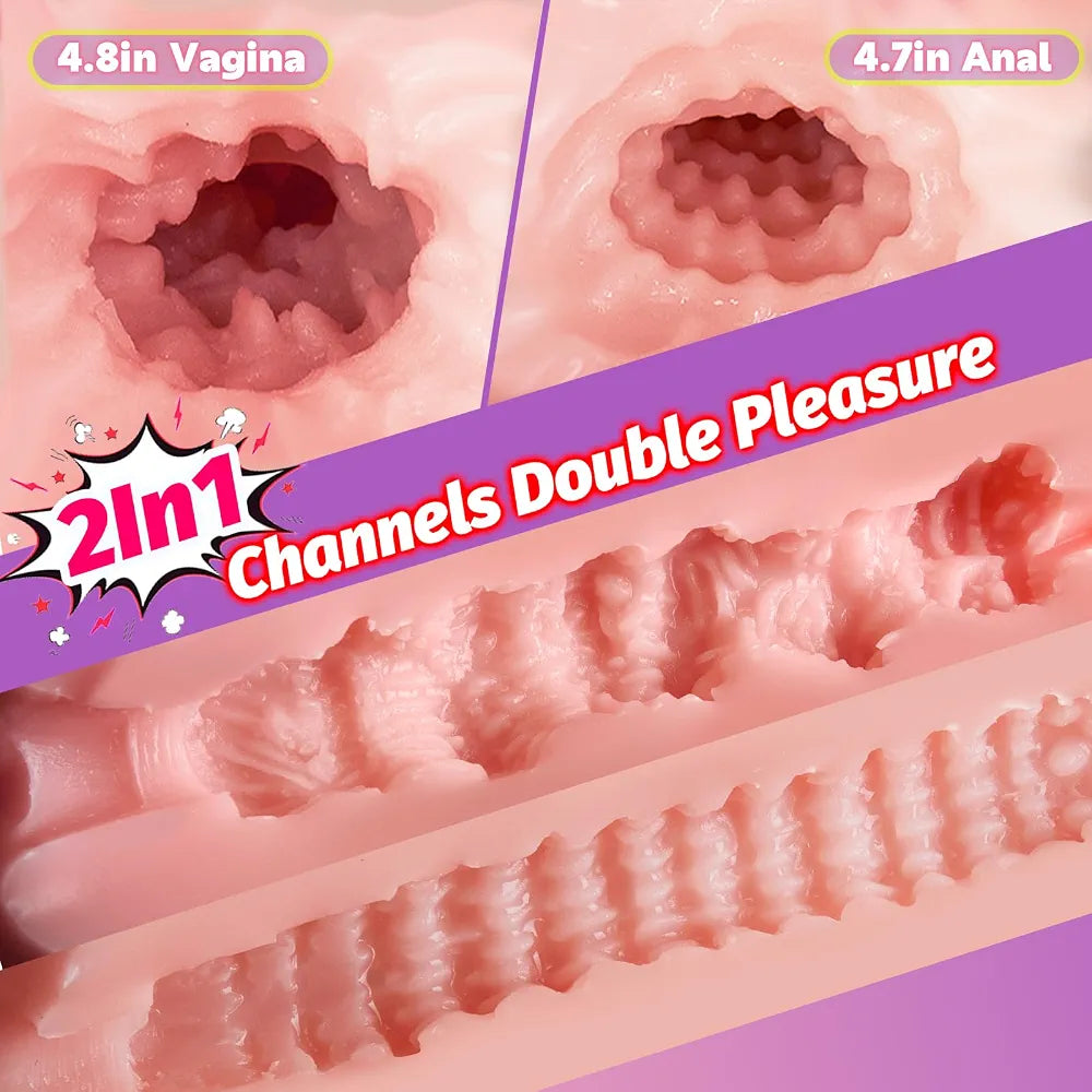 4.2LB Realistic Male Masturbator with 3D Textured Channel, Strong Suction, and Dual-Entry Design for Enhanced Stimulation