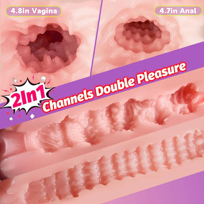 4.2LB Realistic Male Masturbator with 3D Textured Channel, Strong Suction, and Dual-Entry Design for Enhanced Stimulation