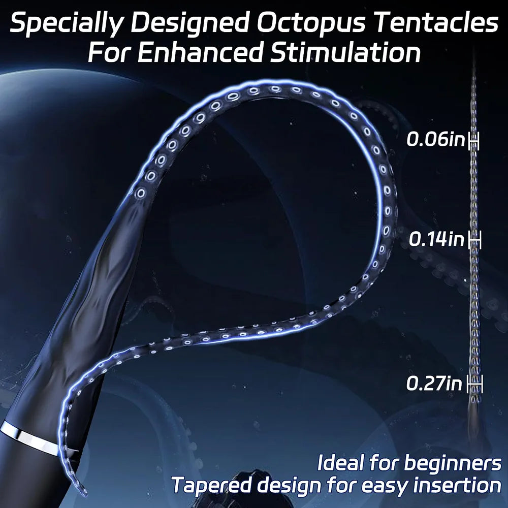Ansunooxx Silicone Octopus Tentacle Urethral Sounding Rod and Prostate Massager with 10 Vibration Modes for BDSM Play