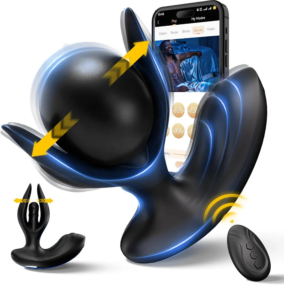 Premium Inflatable Prostate Massager with Remote and App Control - 8 Vibration Modes, Silicone