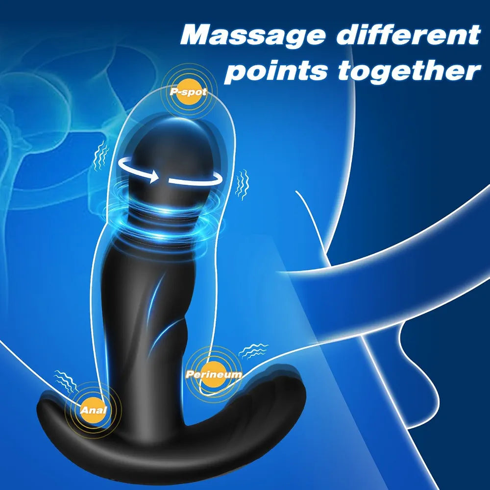 Premium 360-Degree Rotating Anal Massager with Remote, 10 Vibration Modes, Waterproof Silicone Butt Plug for Men and Women