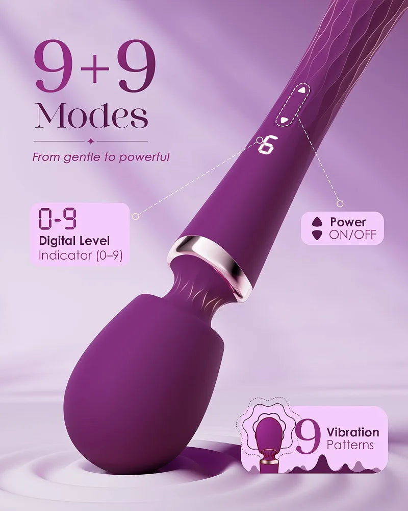 Dual-Ended App-Controlled Wand Vibrator and G-Spot Massager