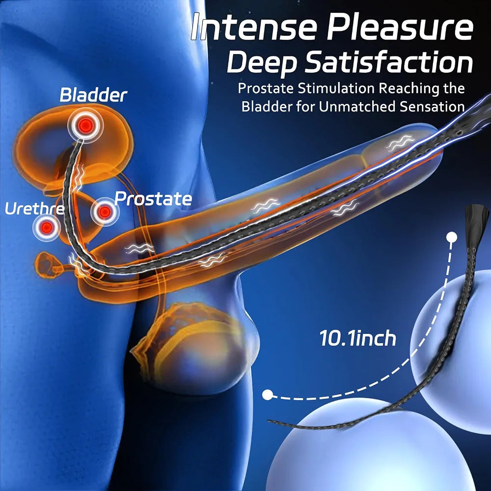 Ansunooxx Silicone Octopus Tentacle Urethral Sounding Rod and Prostate Massager with 10 Vibration Modes for BDSM Play
