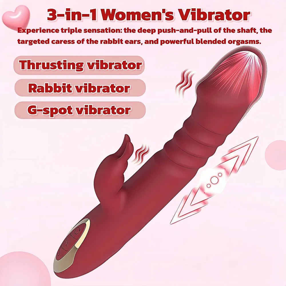 Dual-Action Rechargeable Rabbit Vibrator with Clitoral Suction and 16 Vibration Modes