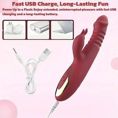 Dual-Action Rechargeable Rabbit Vibrator with Clitoral Suction and 16 Vibration Modes