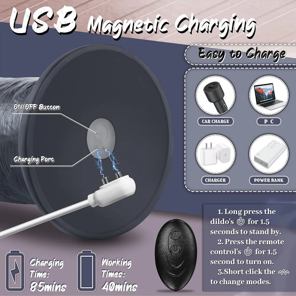 12-Inch Dual-Density Silicone Vibrating Dildo with Suction Cup and 7 Vibration Modes