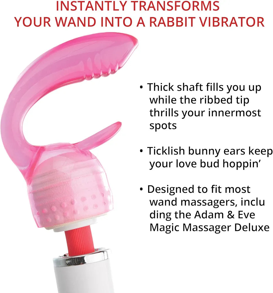 Dual-Action Ribbed Rabbit Attachment for Magic Wand Massagers