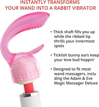 Dual-Action Ribbed Rabbit Attachment for Magic Wand Massagers